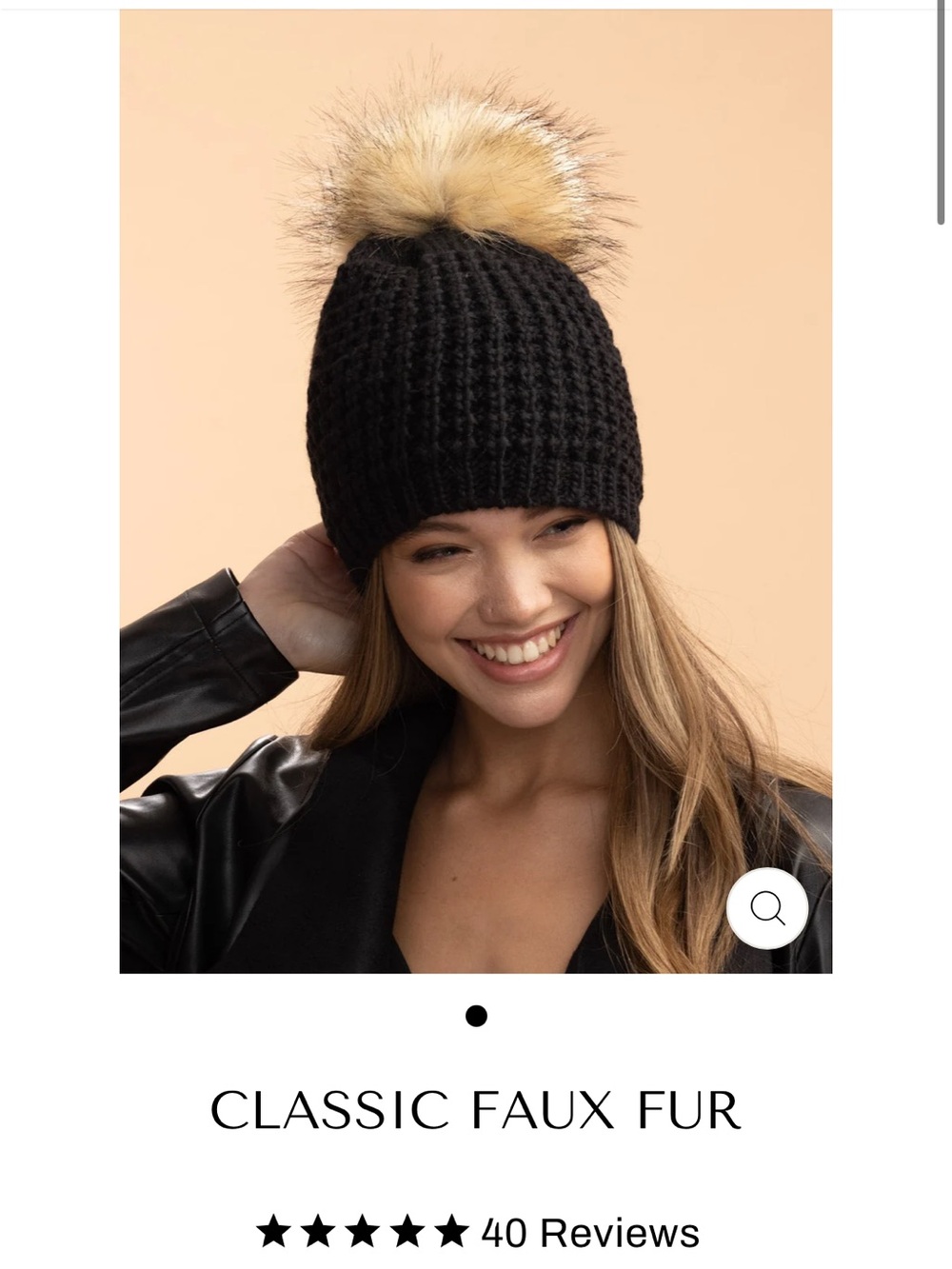 NWT Black Knit Pom Pom Hat with Cayote Faux Fur - Kyi Kyi Canada